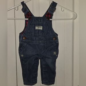 OshKosh B'gosh Navy 3m Overalls with Star And Plaid Interior Details